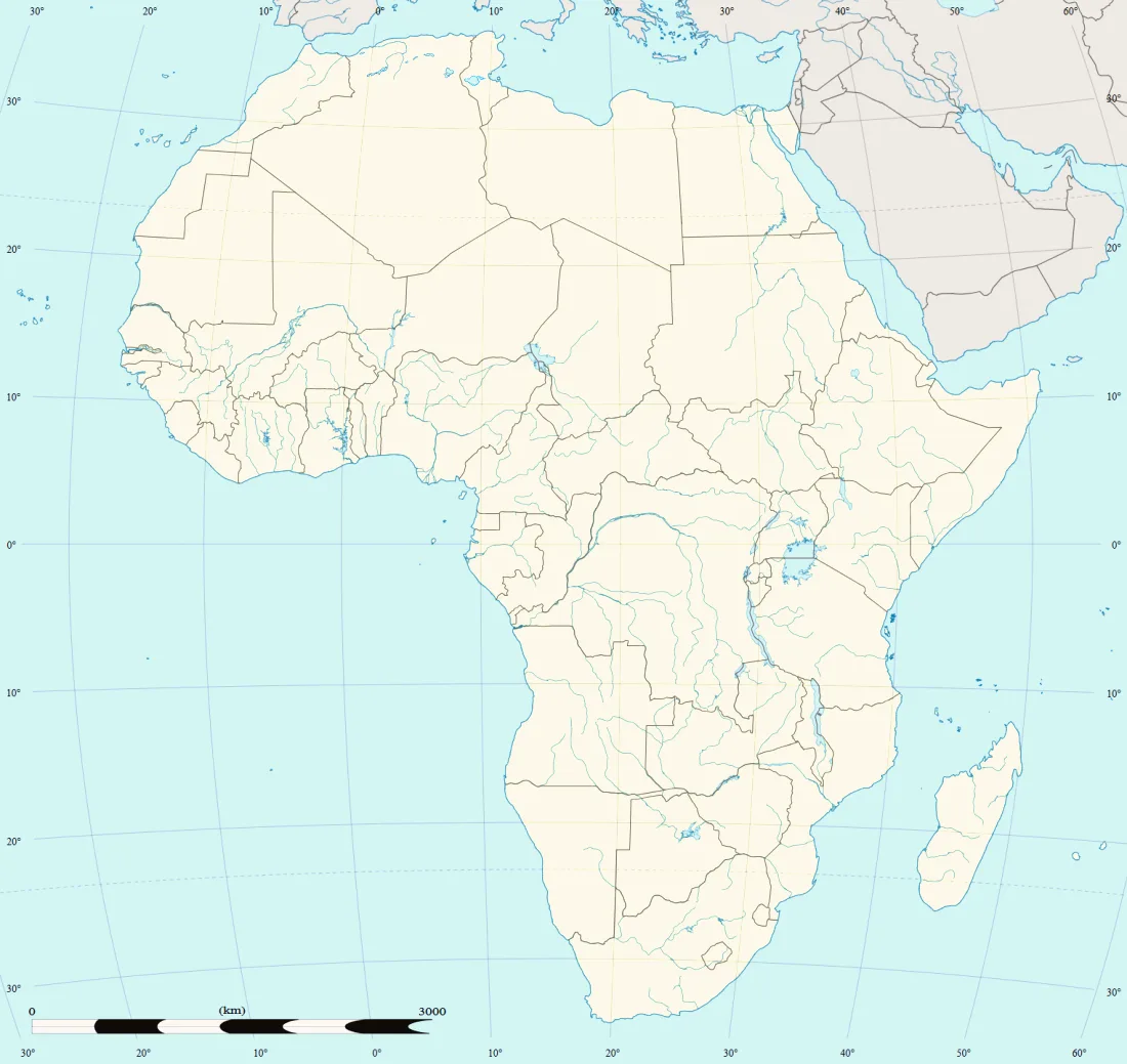 Map of Africa showing Gospel Pillars Church locations